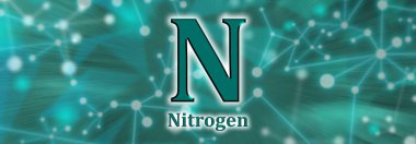N sembolü. Yeşil ağ arka planında azot kimyasal element