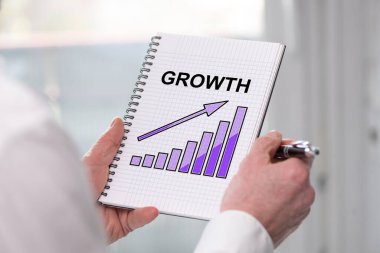 Büyüme kavramına sahip bir not defteri.