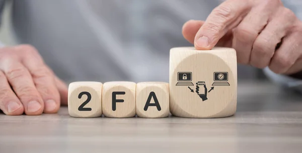 Wooden Blocks Symbol 2Fa Concept — Stock Photo, Image