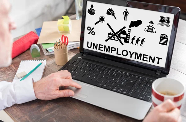 Conceito Desemprego Mostrado Uma Tela Laptop — Fotografia de Stock