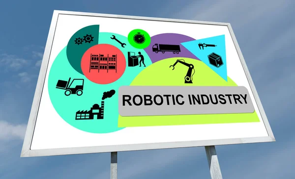 Robotic industry concept drawn on a billboard