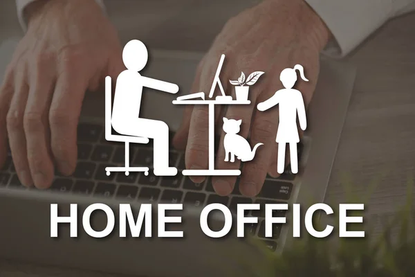 Home Office Concept Illustrated Picture Background — Stockfoto
