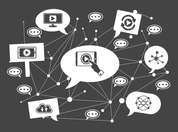 Concept Online Streaming Icons Speech Bubbles — Stock Fotó