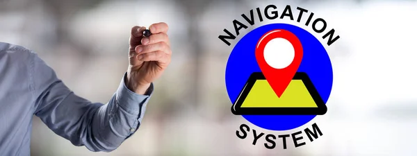 Man drawing a navigation system concept