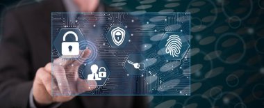 Dokunmatik ekranda parmaklarıyla ska konseptine dokunan bir adam.