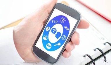 Akıllı telefon ekranında gösterilen soru kavramı