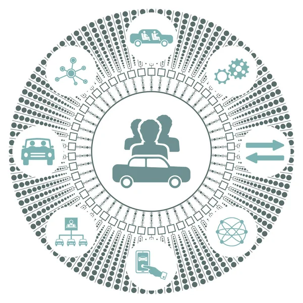 Konzept Des Carsharing Mit Vernetzten Ikonen — Stockfoto