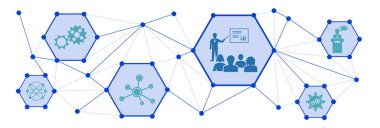 Bağlı simgelerle seminer toplantısı kavramı