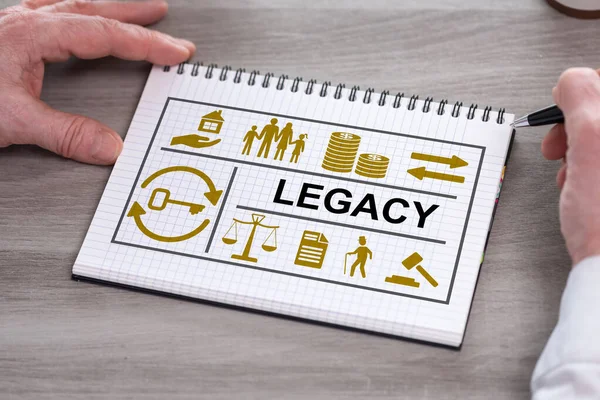 Hand Holding Notepad Legacy Concept — Photo