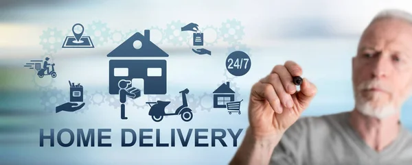 Home Delivery Concept Drawn Man — Stock fotografie