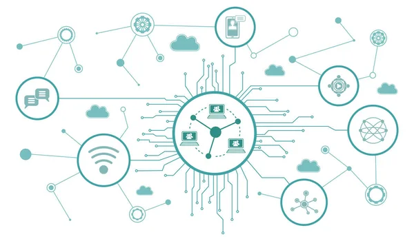 Concept Teleconference Connected Icons — Stock Photo, Image