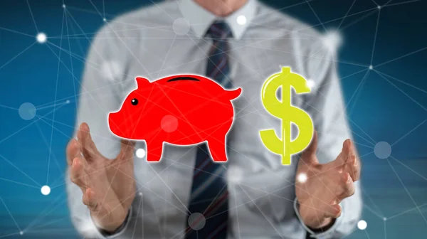 Money Saving Concept Hands Man Background — Stock Photo, Image