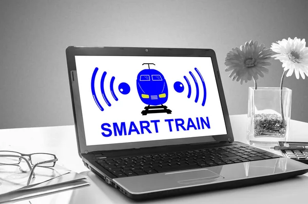 Laptop screen showing smart train concept