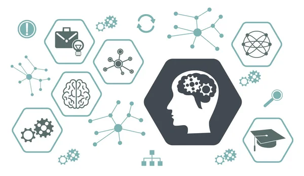 Concept Connaissance Avec Icônes Hexagones — Photo