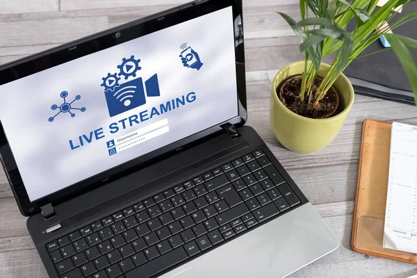 Laptop screen with live streaming concept