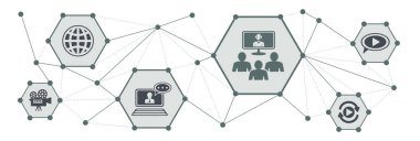 Bağlı simgelerle video konferansı kavramı