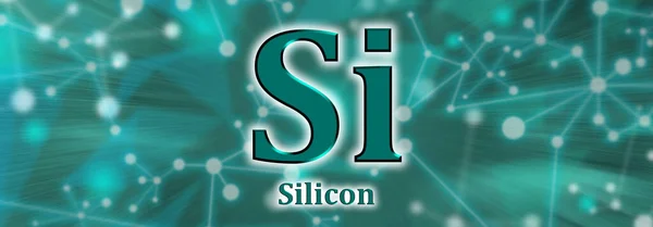 Sembolü Yeşil Arka Planında Silikon Kimyasal Element — Stok fotoğraf
