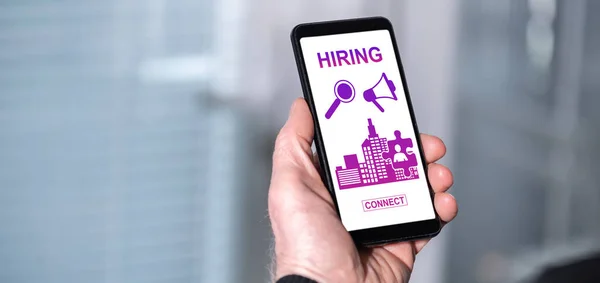 Smartphone screen displaying a hiring concept