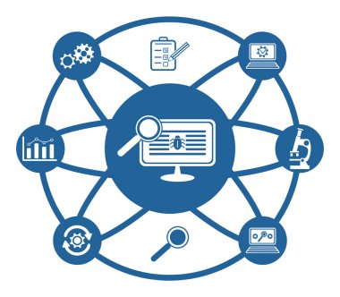 Bağlı simgelerle yazılım testi kavramı