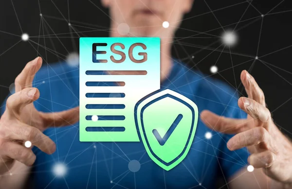 Esg Concept Tussen Handen Van Een Man Achtergrond — Stockfoto