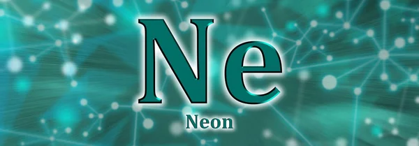 Symbol Neon Chemical Element Green Network Background — Stock Photo, Image