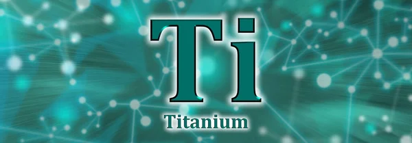 Ti symbol. Titanium chemical element on green network background