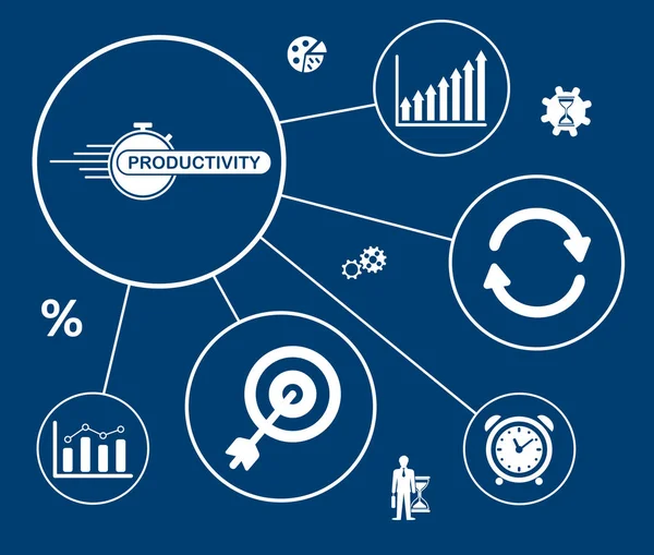 Concepto Productividad Con Iconos Conectados — Foto de Stock