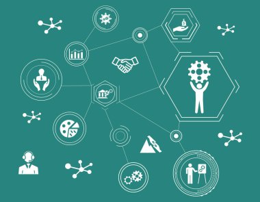 Bağlı simgelerle iş desteği kavramı