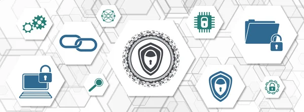 Concept Cybersecurity Icons Hexagons — Stock Photo, Image