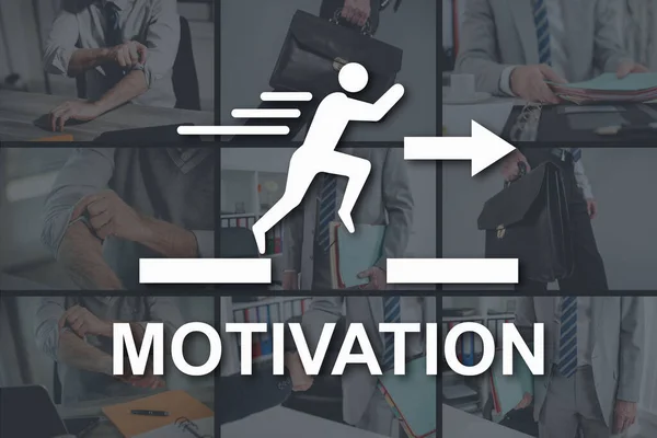 Concept Motivation Illustré Par Des Images Sur Fond — Photo