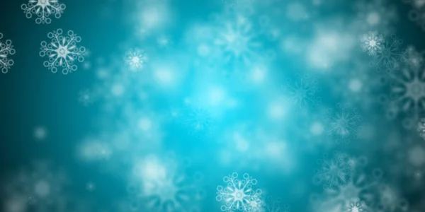 Fliegende Schneeflocken Über Hellblauem Hintergrund — Stockfoto