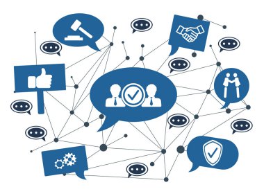 Concept of deal with icons on speech bubbles