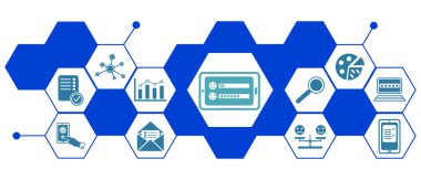 Bağlı simgelerle çevrimiçi anket kavramı