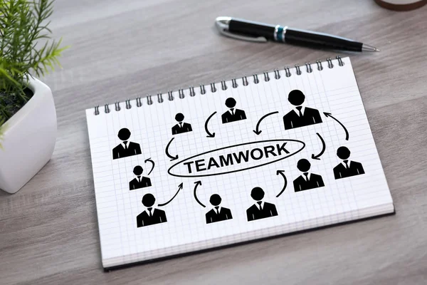 Teamwork Concept Drawn Notepad — Stock Photo, Image