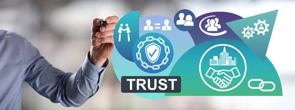 Man Drawing Trust Concept —  Fotos de Stock