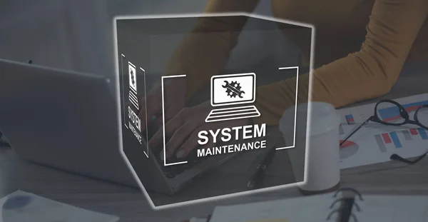 System maintenance concept illustrated by a picture on background