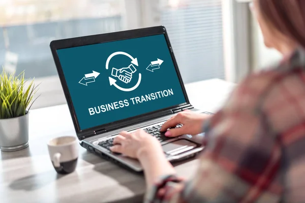 Laptop Screen Displaying Business Transition Concept — Stockfoto