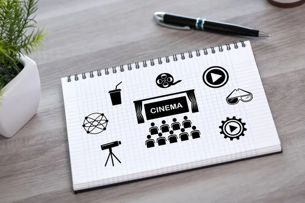 Cinema Concept Drawn Notepad — ストック写真