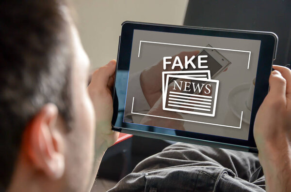 Fake news concept on a tablet