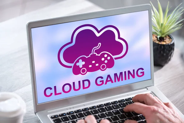 Laptop screen displaying a cloud gaming concept