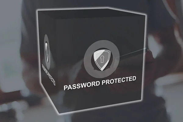 Password protected concept illustrated by a picture on background