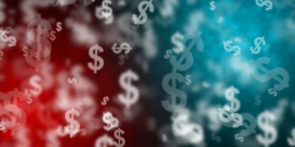 Flying Dollars Red Light Blue Background — Stock Photo, Image