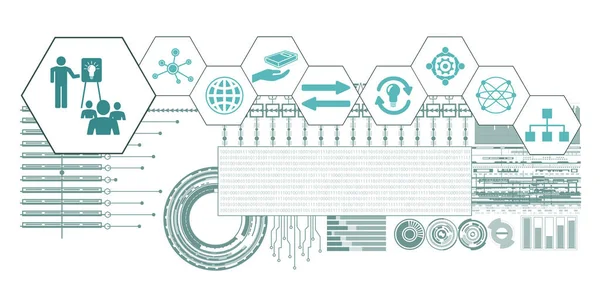 Conceptul Partajare Cunoștințelor Icoane Conectate — Fotografie, imagine de stoc