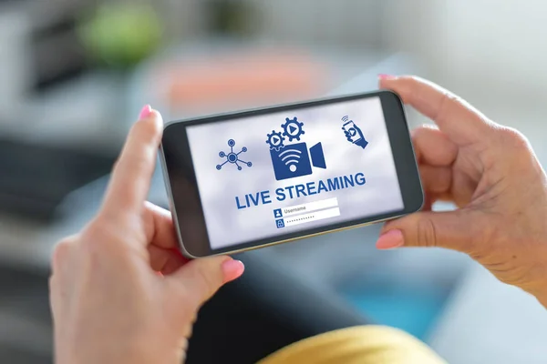 Smartphone Screen Displaying Live Streaming Concept — Stockfoto