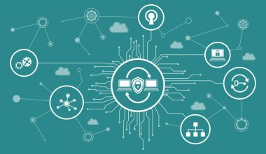 Bağlı simgelere sahip vpn kavramı