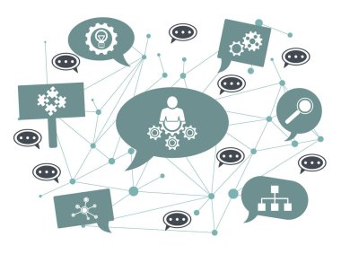 Concept of skills with icons on speech bubbles