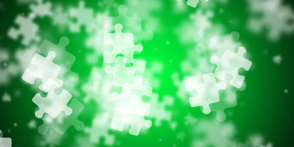 Flying Puzzle Pieces Flashy Green Background — Stock Photo, Image