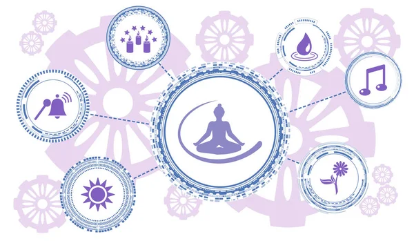Concept of meditation with connected icons