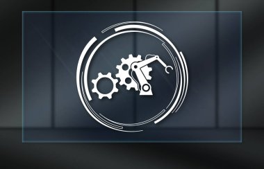 Robotic industry concept on dark background