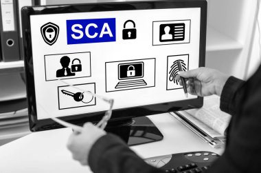 Businesswoman showing sca concept on a computer screen